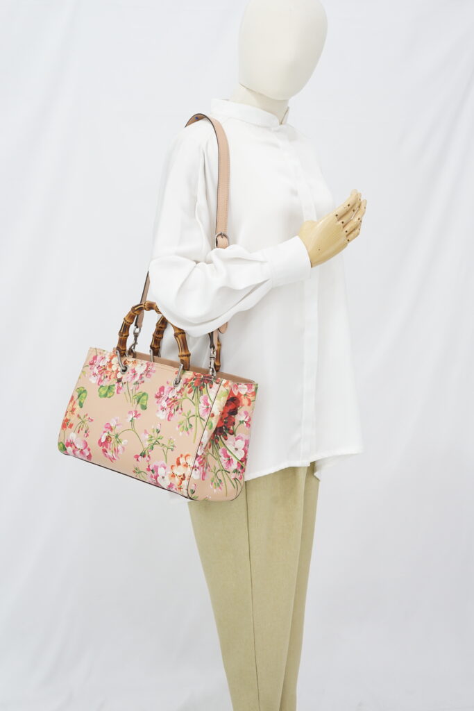Gucci Blooms bamboo Shopper Tote Nude SHW