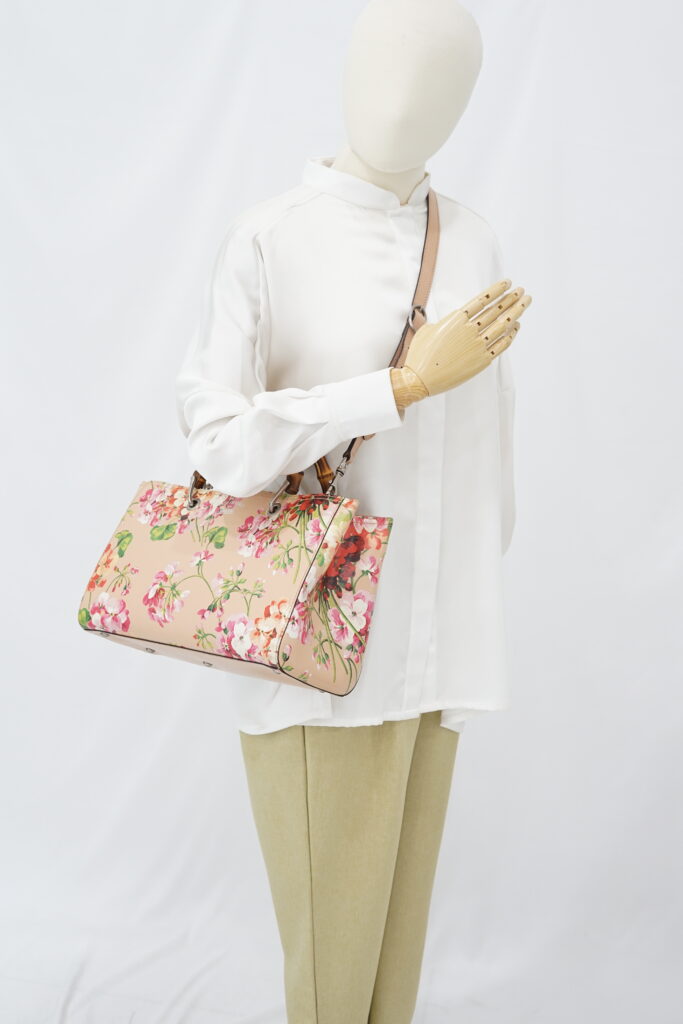 Gucci Blooms bamboo Shopper Tote Nude SHW