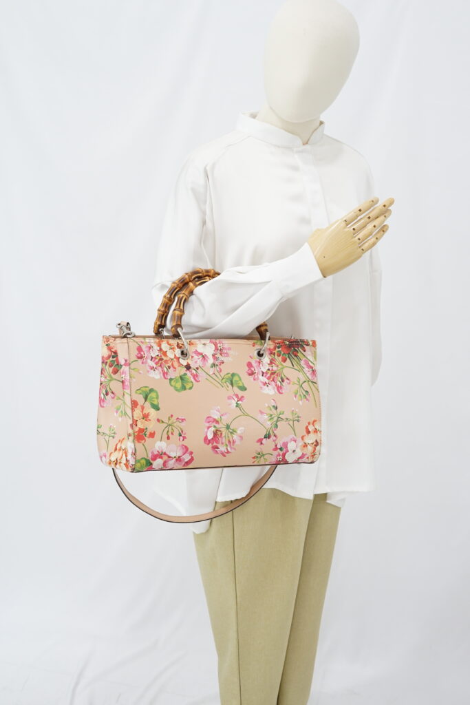 Gucci Blooms bamboo Shopper Tote Nude SHW