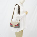 Fendi Grace 1974 Bagguette Vittelo Grey Red GHW