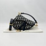 Dior Saddle Mini Oblique Canvas Blue GHW