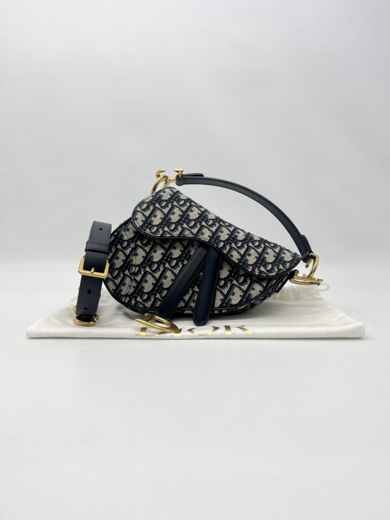 Dior Saddle Mini Oblique Canvas Blue GHW