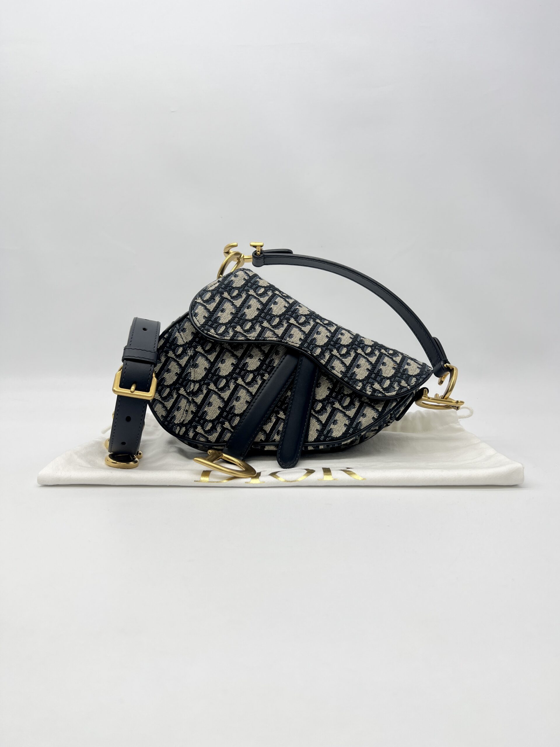 Dior Saddle Mini Oblique Canvas Blue GHW