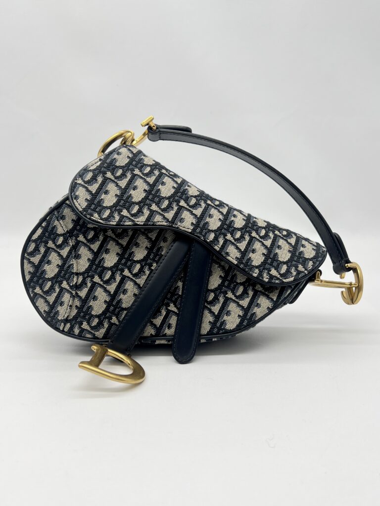 Dior Saddle Mini Oblique Canvas Blue GHW