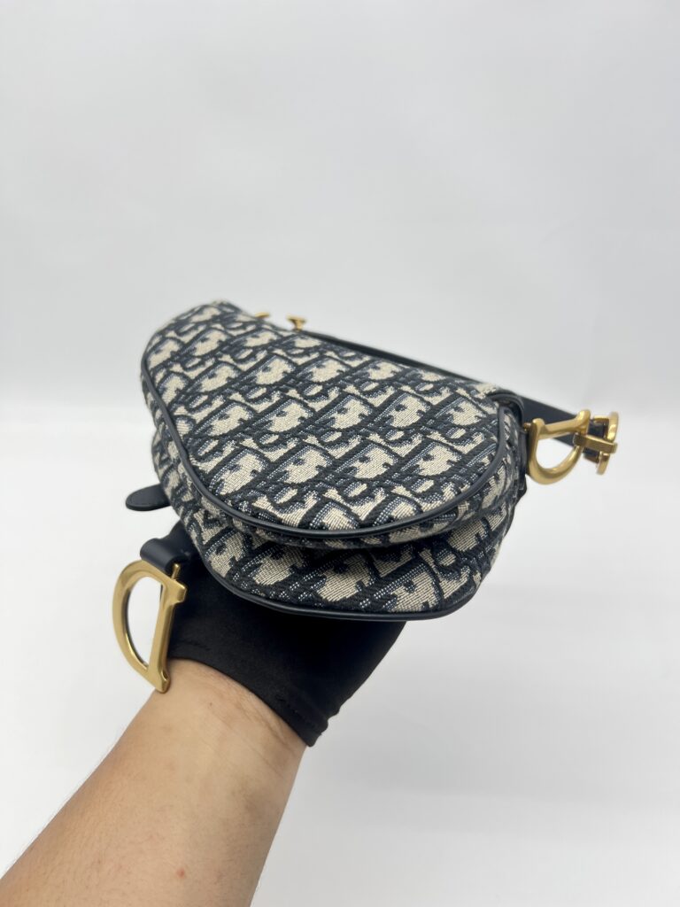 Dior Saddle Mini Oblique Canvas Blue GHW