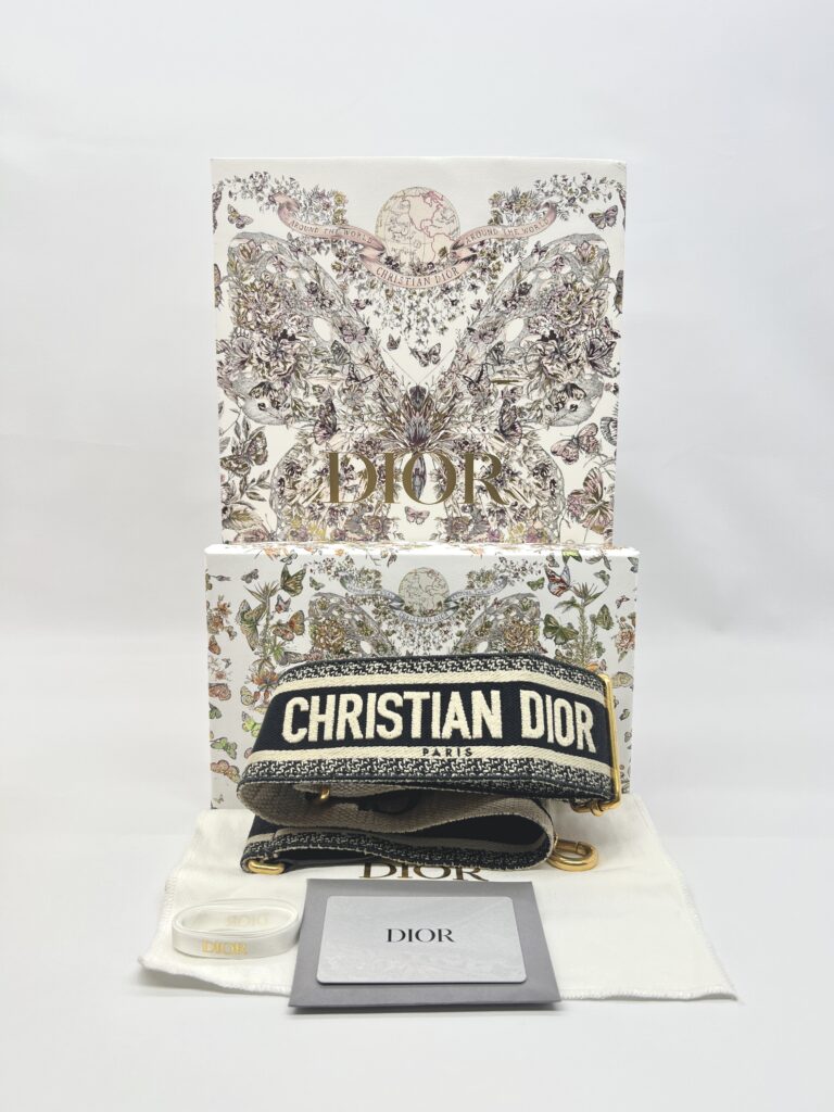 Dior Adjustable Shoulder Strap Embroidered Black GHW