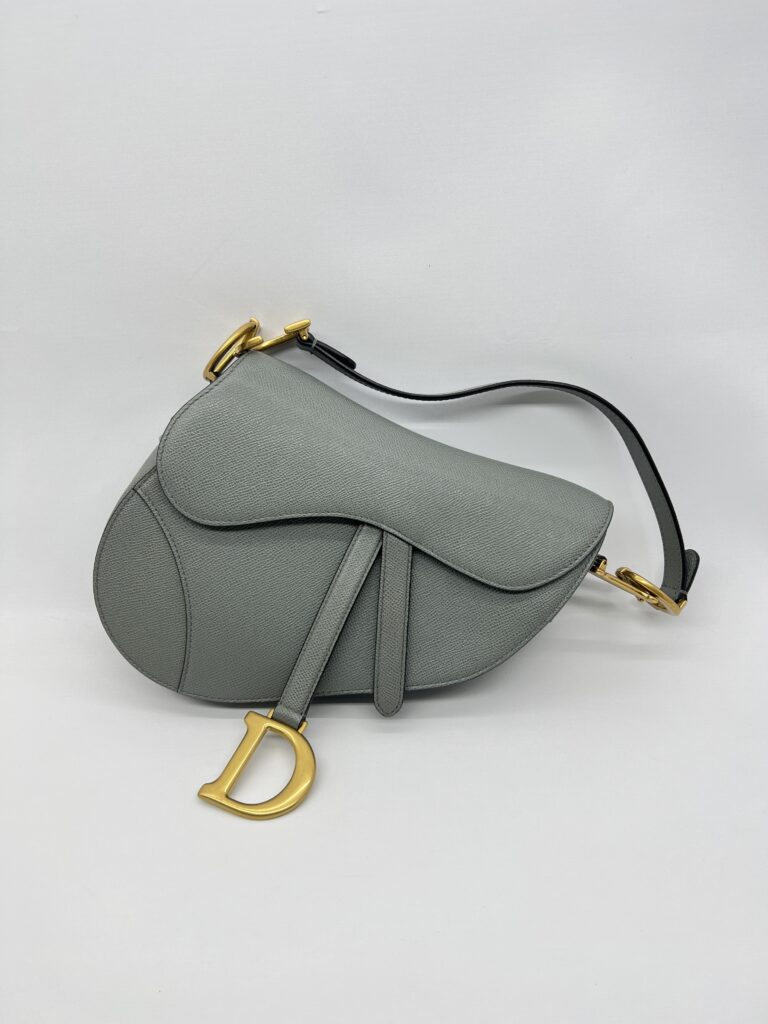 Dior Saddle Medium Grained Stone Grey GHW