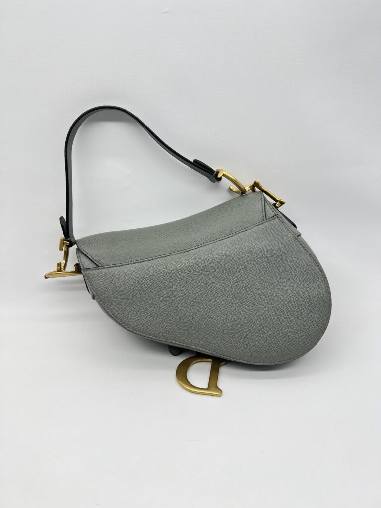 Dior Saddle Medium Grained Stone Grey GHW