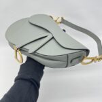 Dior Saddle Medium Grained Stone Grey GHW