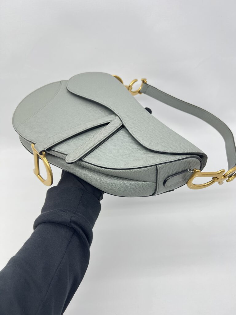 Dior Saddle Medium Grained Stone Grey GHW