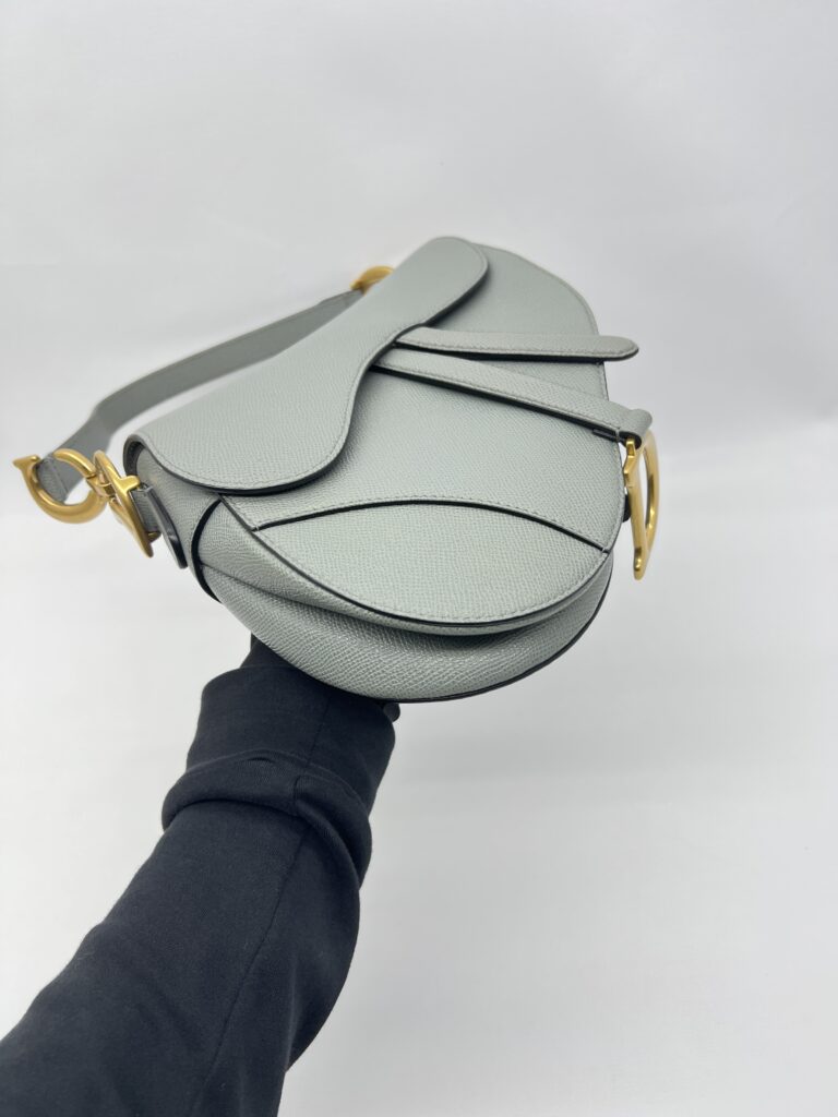 Dior Saddle Medium Grained Stone Grey GHW