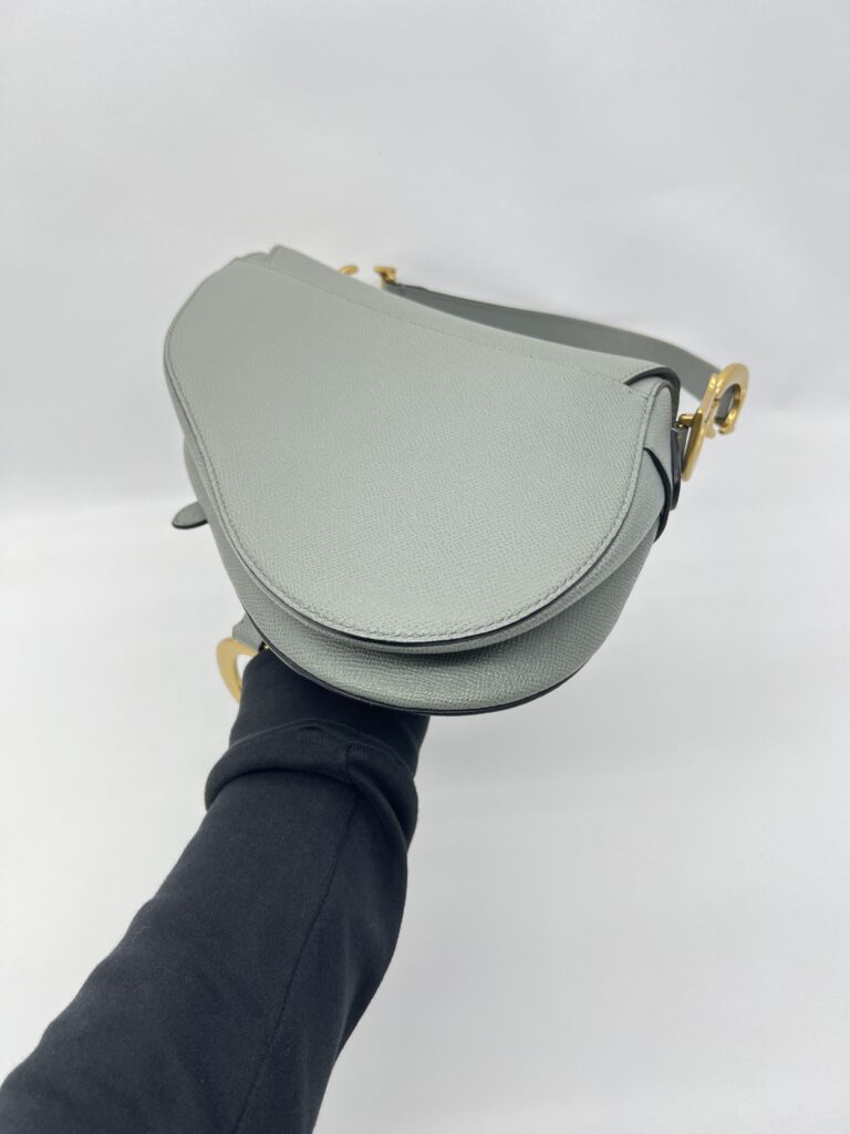 Dior Saddle Medium Grained Stone Grey GHW