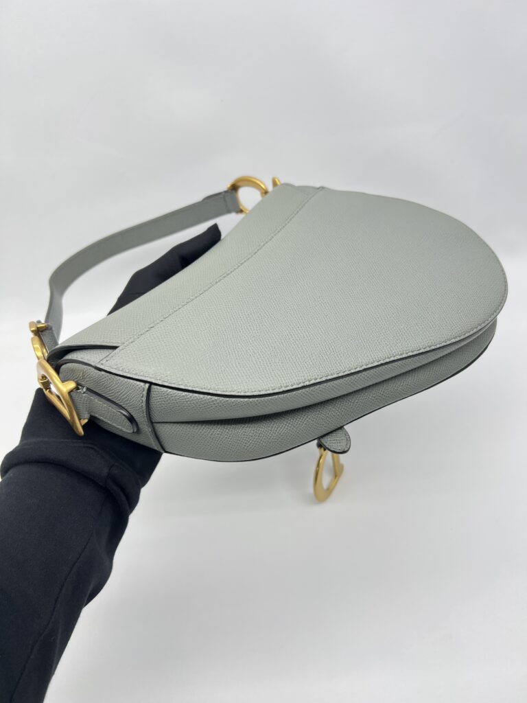 Dior Saddle Medium Grained Stone Grey GHW