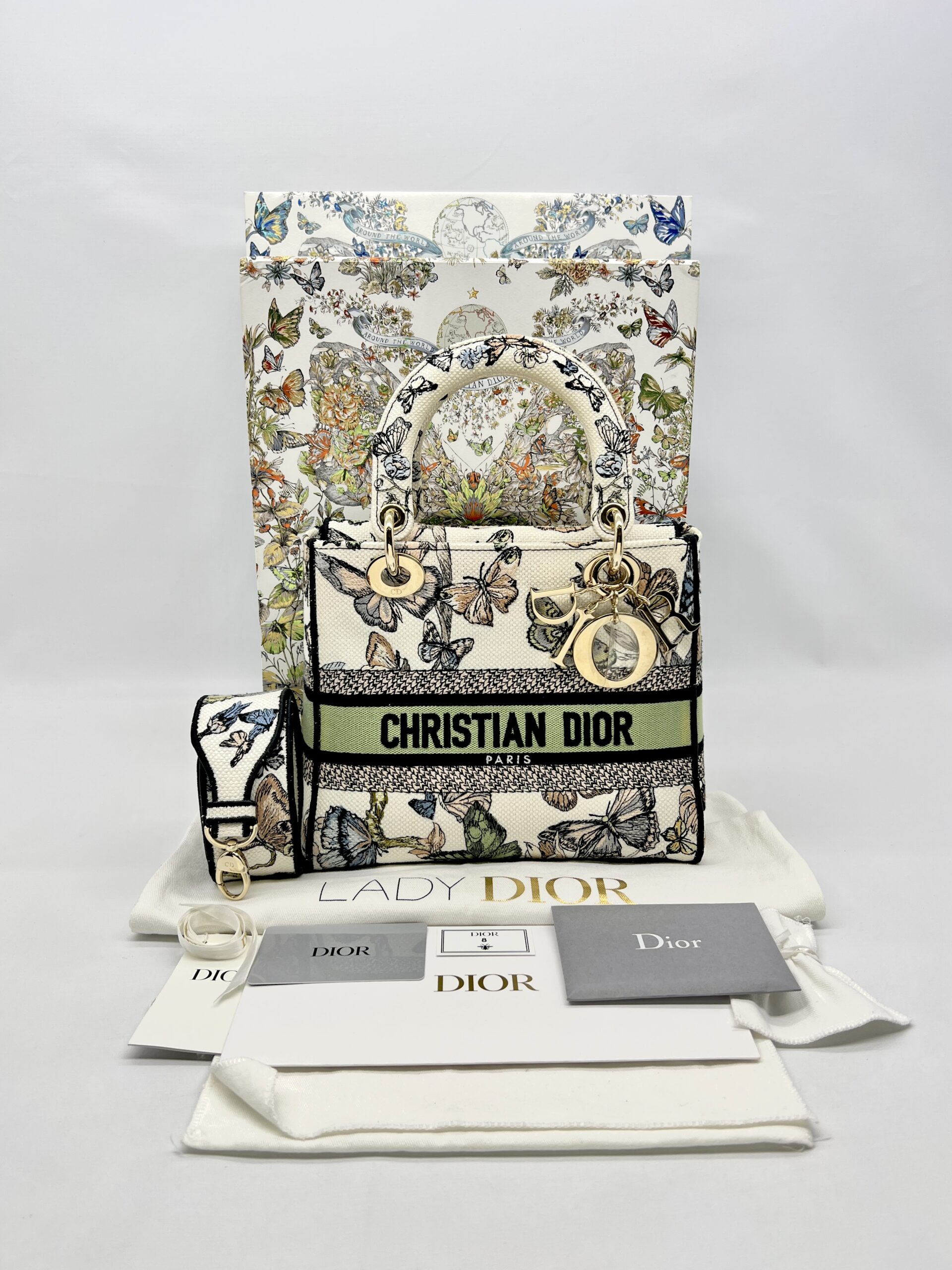 Dior Lady Dior Medium Toile De Jouy Mexico White Multicolor GHW