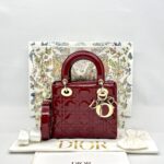 Dior Lady Dior Small Vernis Rouge Cerise GHW