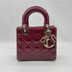 Dior Lady Dior Small Vernis Rouge Cerise GHW