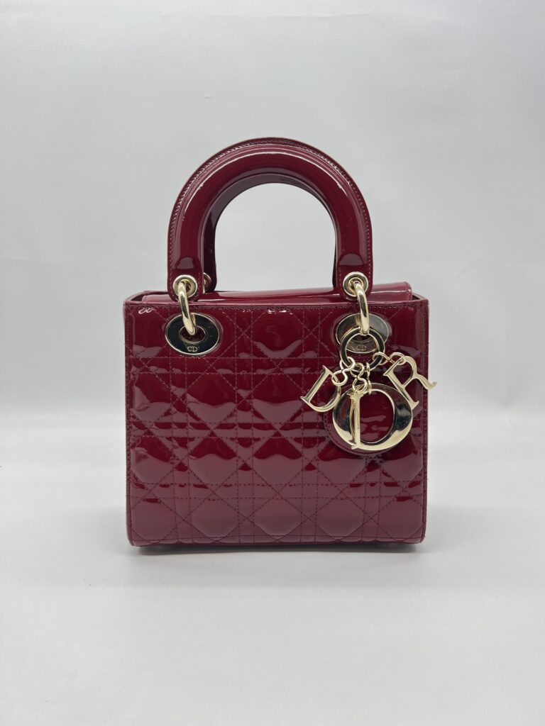 Dior Lady Dior Small Vernis Rouge Cerise GHW