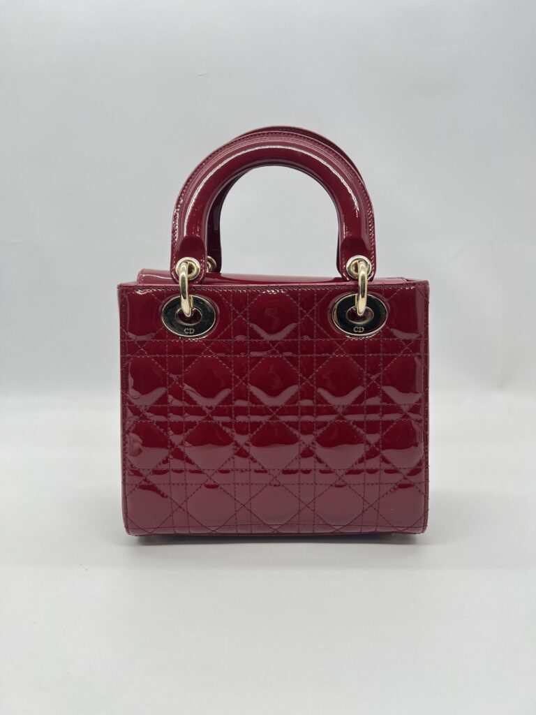 Dior Lady Dior Small Vernis Rouge Cerise GHW