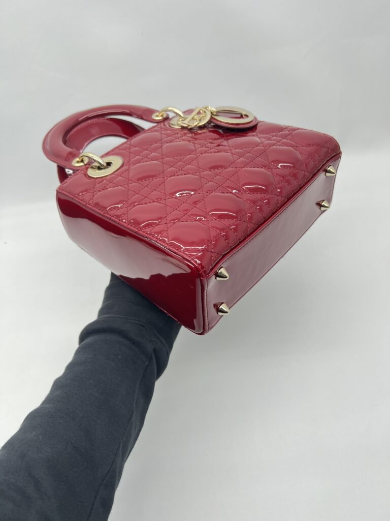 Dior Lady Dior Small Vernis Rouge Cerise GHW