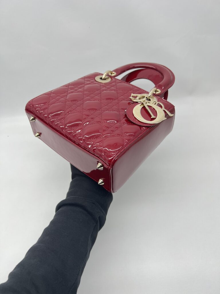 Dior Lady Dior Small Vernis Rouge Cerise GHW