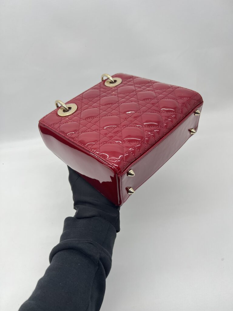 Dior Lady Dior Small Vernis Rouge Cerise GHW