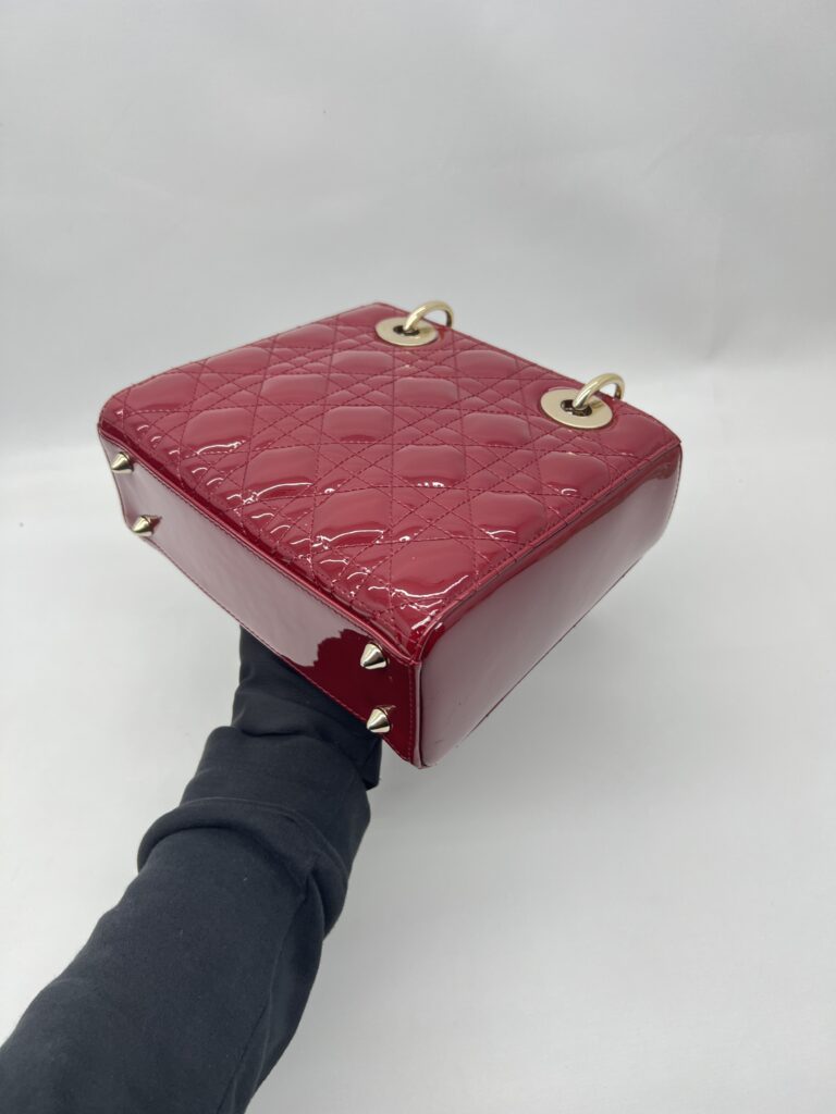 Dior Lady Dior Small Vernis Rouge Cerise GHW