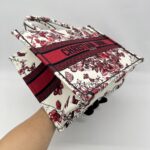 Dior Medium Book Tote Embroidered Butterfly White Red