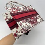 Dior Medium Book Tote Embroidered Butterfly White Red