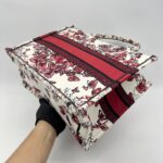 Dior Medium Book Tote Embroidered Butterfly White Red