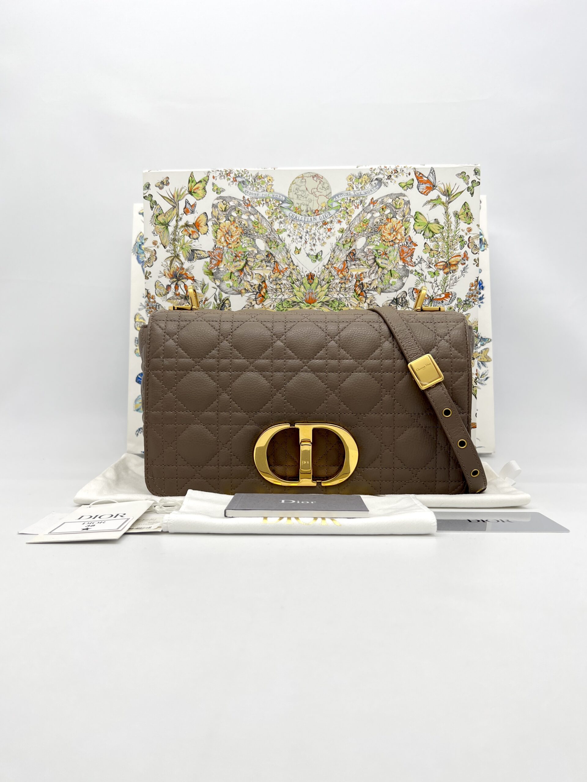 Dior Medium Caro Calfskin Warm Taupe GHW