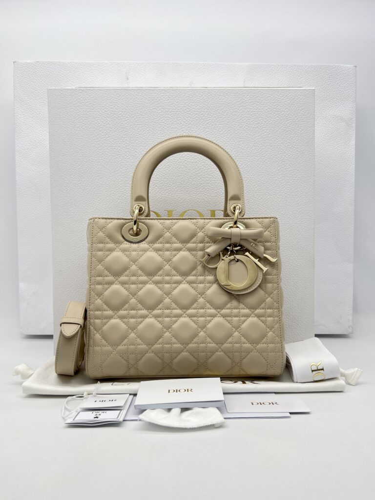 Dior Medium Lady Dior Lambskin Beige Trench GHW