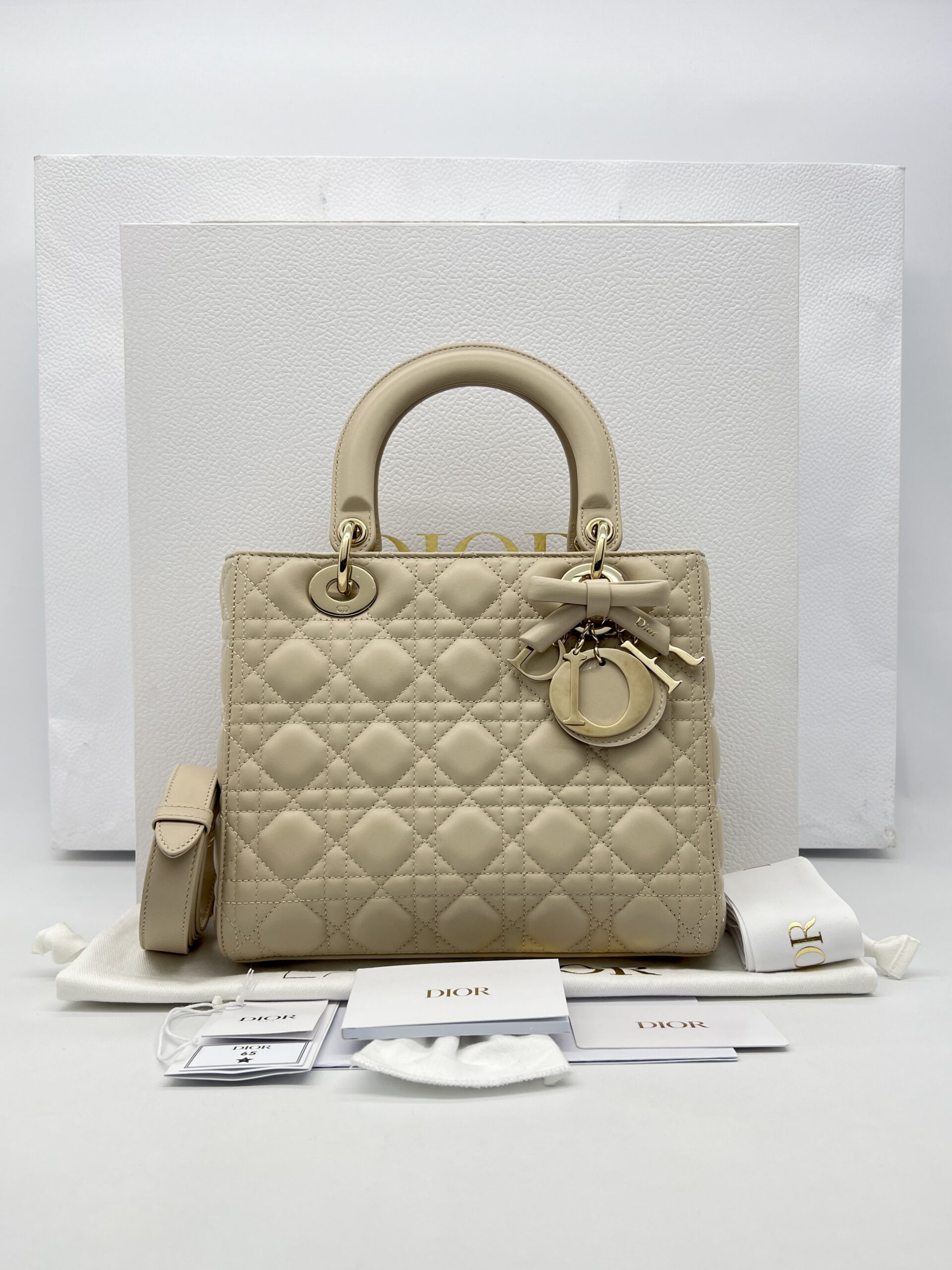 Dior Medium Lady Dior Lambskin Beige Trench GHW