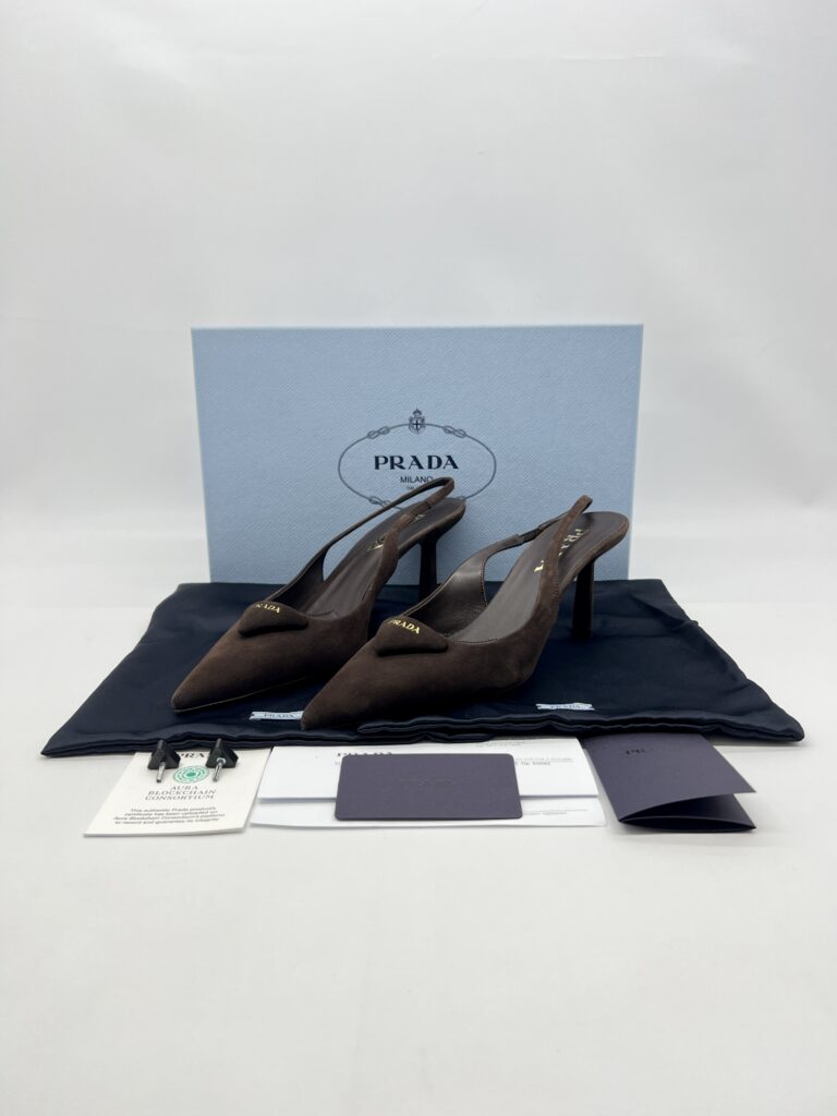 Prada Slingback Pumps Suede Moro/Brown