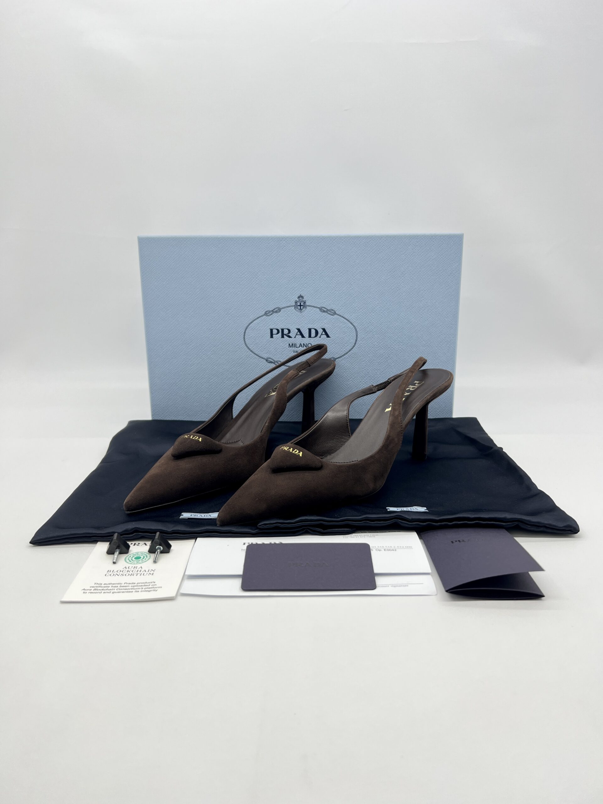 Prada Slingback Pumps Suede Moro/Brown