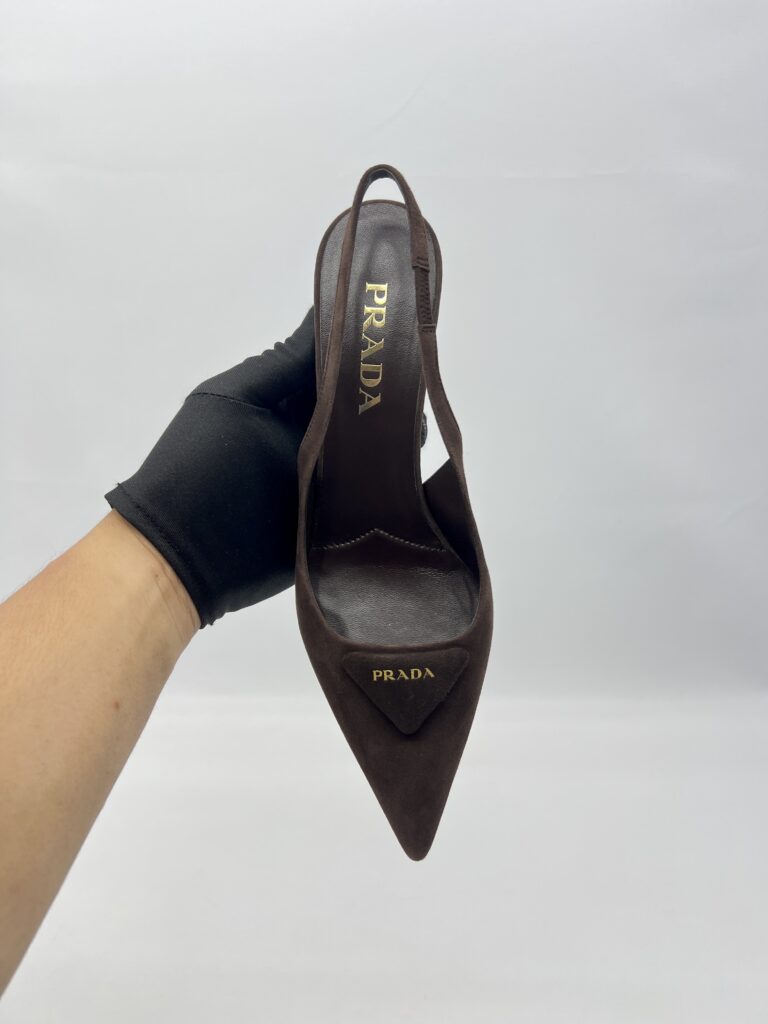 Prada Slingback Pumps Suede Moro/Brown