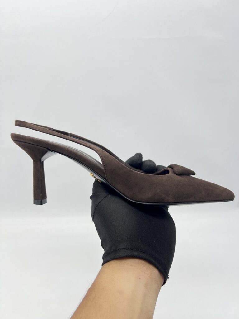 Prada Slingback Pumps Suede Moro/Brown