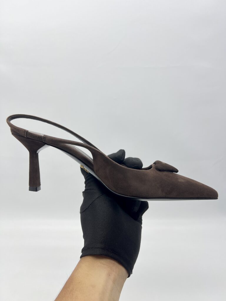 Prada Slingback Pumps Suede Moro/Brown
