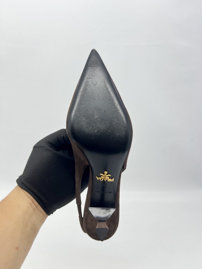 Prada Slingback Pumps Suede Moro/Brown