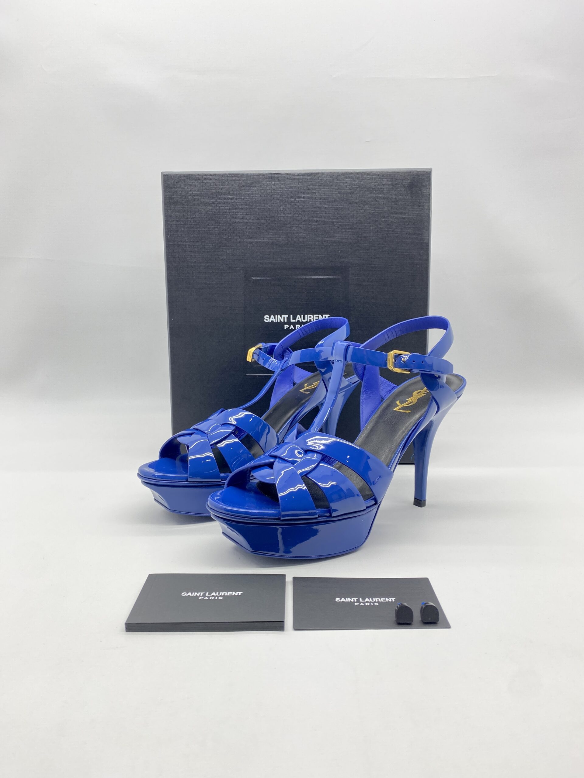 Saint Laurent Tribute Heels Bleu Majorelle Vernis