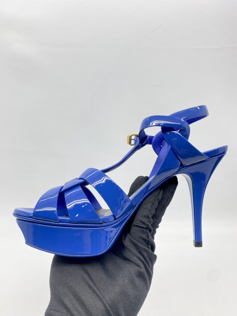 Saint Laurent Tribute Heels Bleu Majorelle Vernis