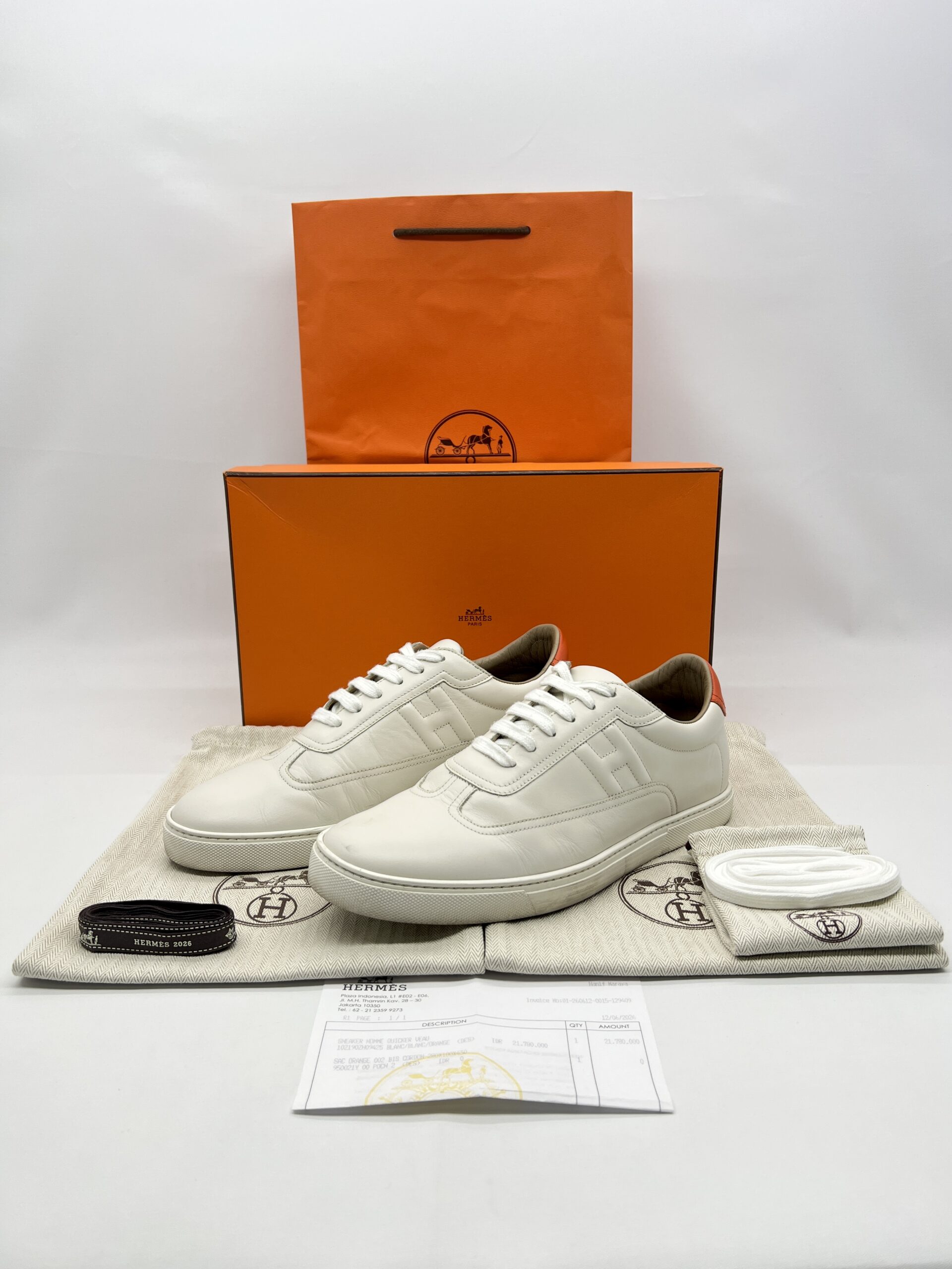 Hermes Sneaker Homme Quicker Blanc/Orange