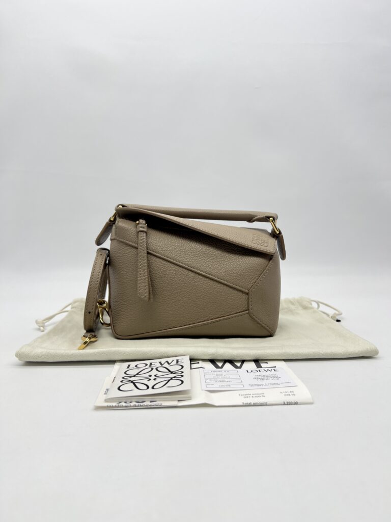 Loewe Mini Puzzle Edge Grained Taupe GHW