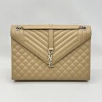 Saint Laurent Envelope Large Bag Grained Beige SHW