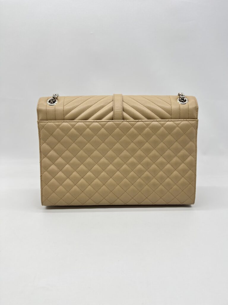 Saint Laurent Envelope Large Bag Grained Beige SHW