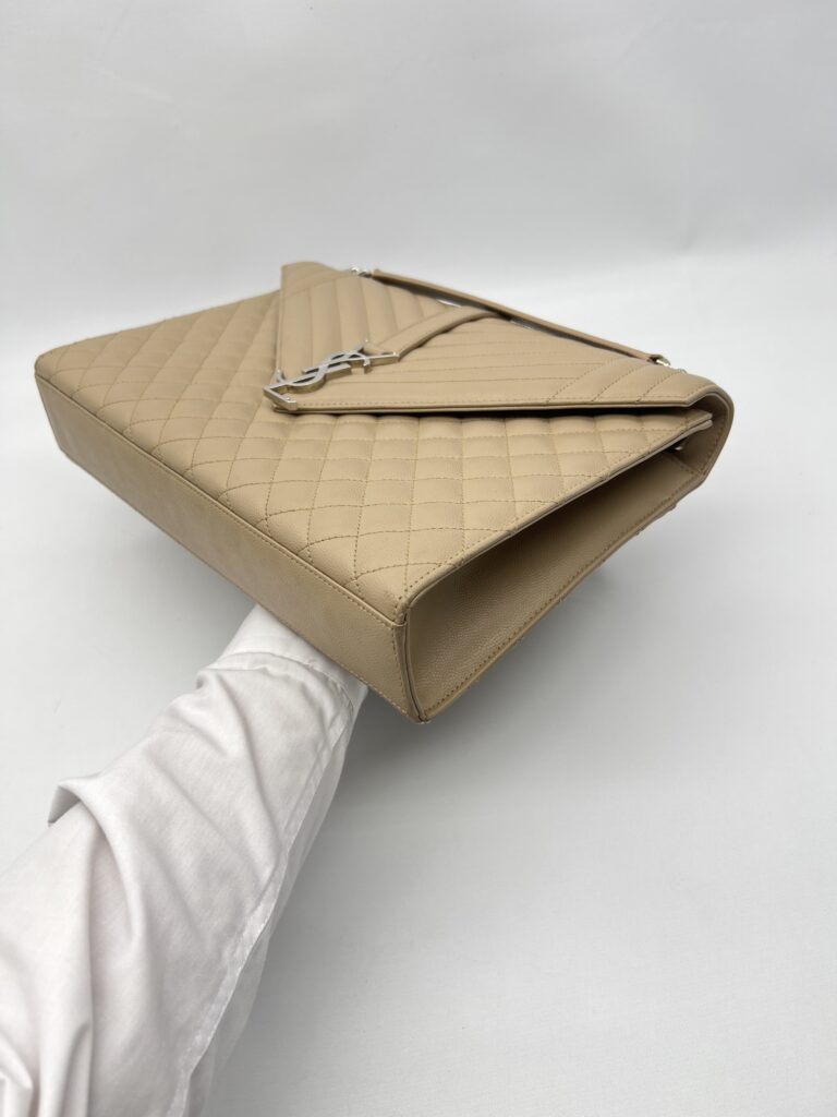 Saint Laurent Envelope Large Bag Grained Beige SHW