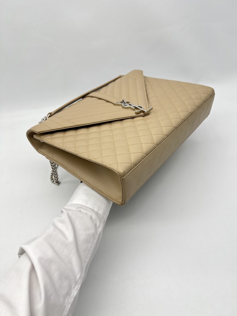 Saint Laurent Envelope Large Bag Grained Beige SHW
