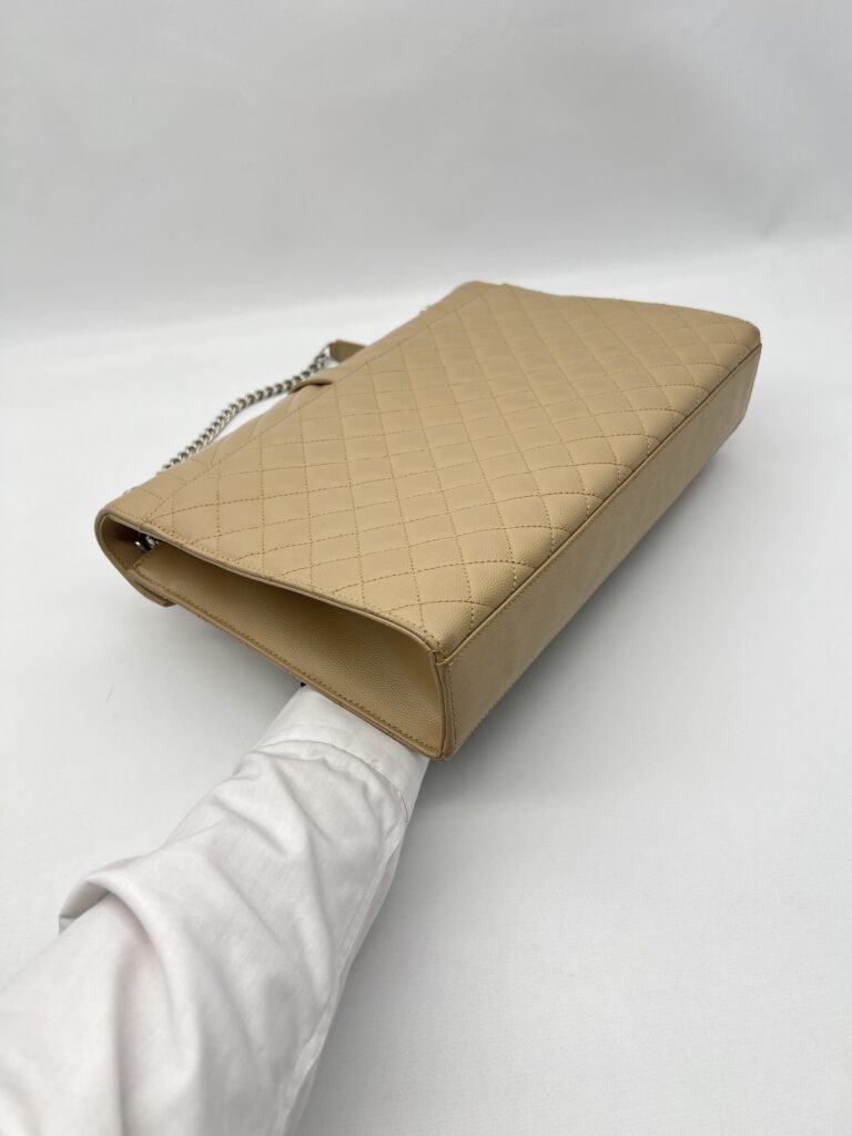 Saint Laurent Envelope Large Bag Grained Beige SHW