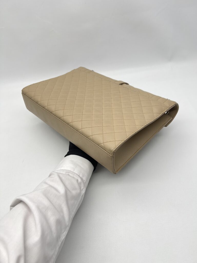 Saint Laurent Envelope Large Bag Grained Beige SHW