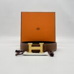 Hermes Reversible Belt 32MM Noir Gold GHW