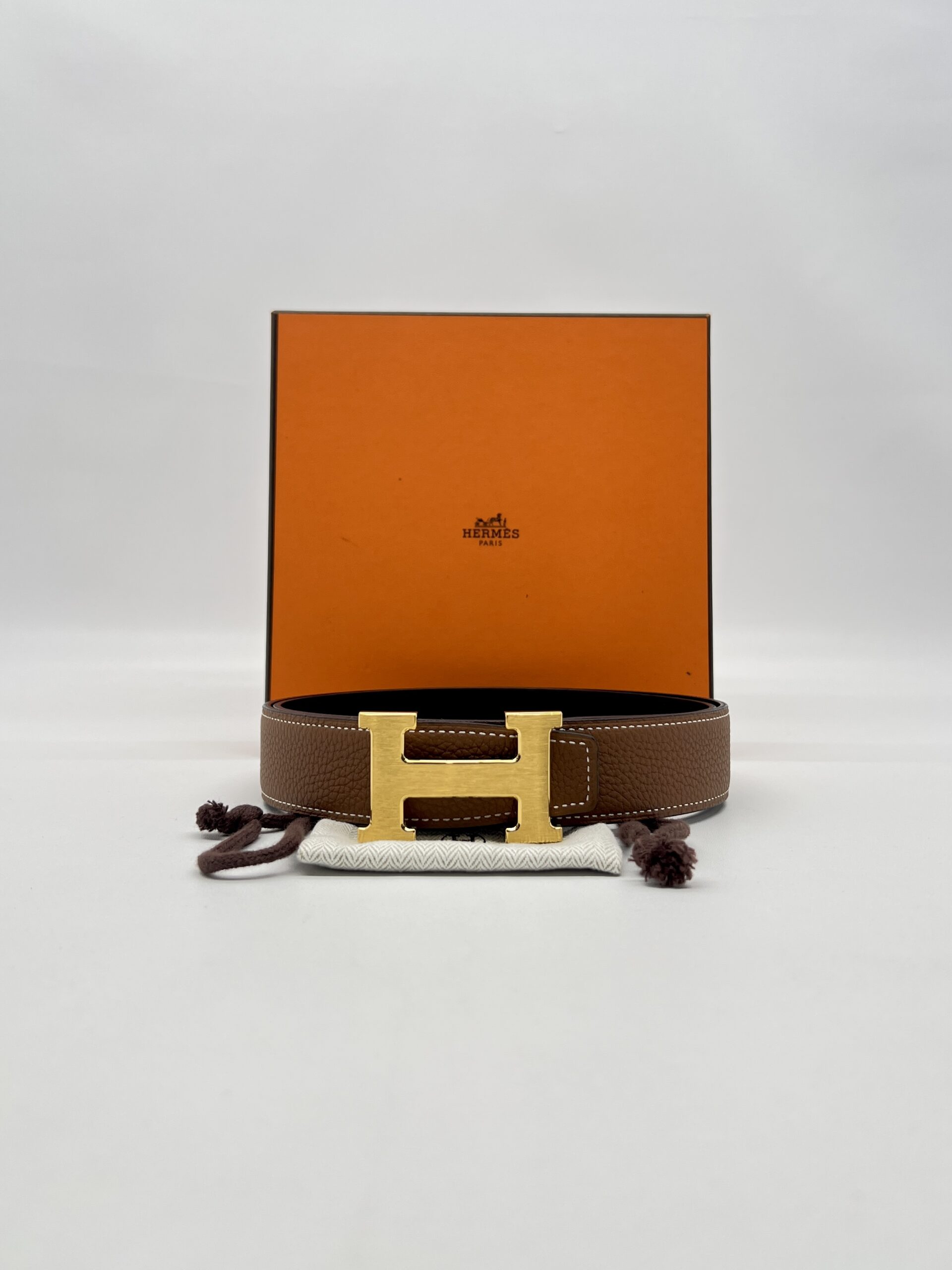 Hermes Reversible Belt 32MM Noir GHW